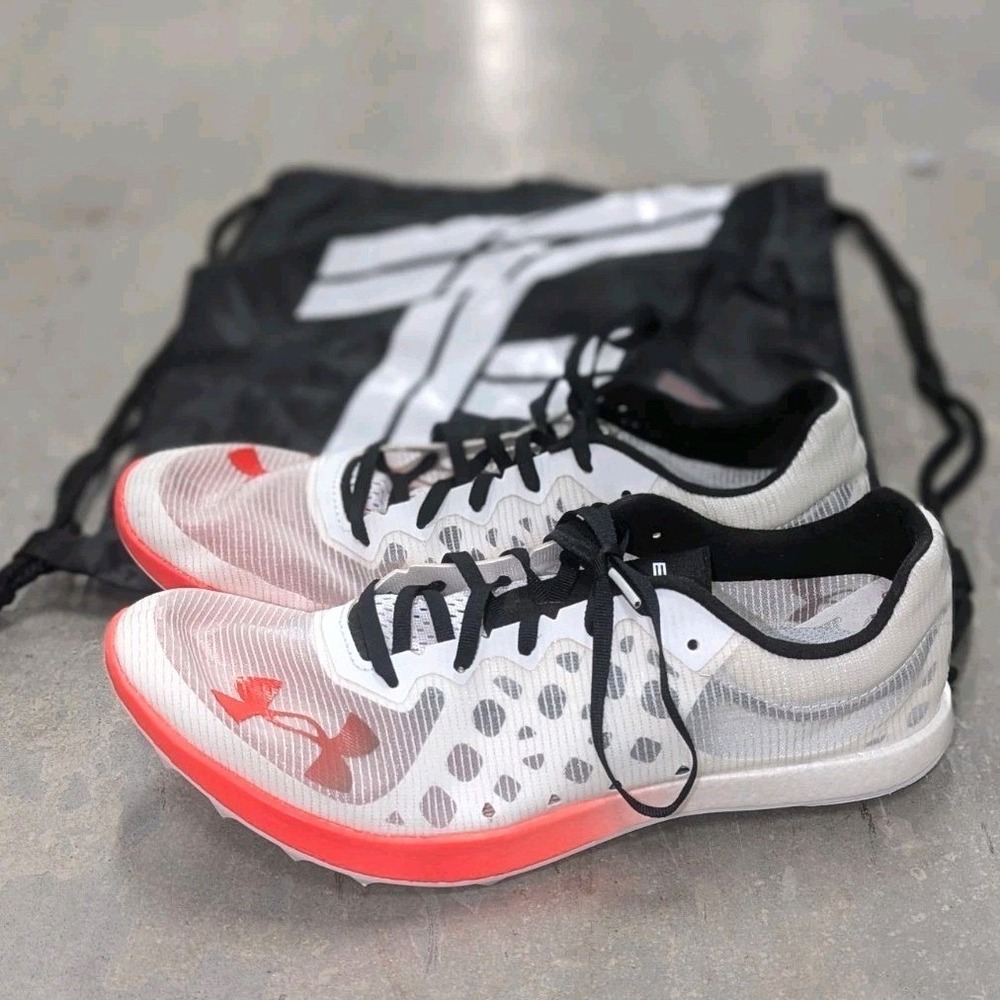 Under Armour Shakedown Elite BR2 Track Spikes White Red Men 10.5 Women 12 NWOB
